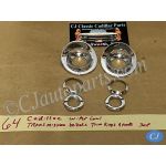 OEM 1963 1964 Cadillac Deville Eldorado Fleetwood WINDSHIELD WIPER COWL TRANS BEZELS TRIM RING CHROME NUT SET #1479214/#1479215